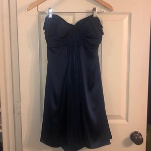 Silk Navy Blue Cocktail Dress
